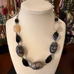 Dragon Vein Agate Orca Agate and Black Agate Necklace